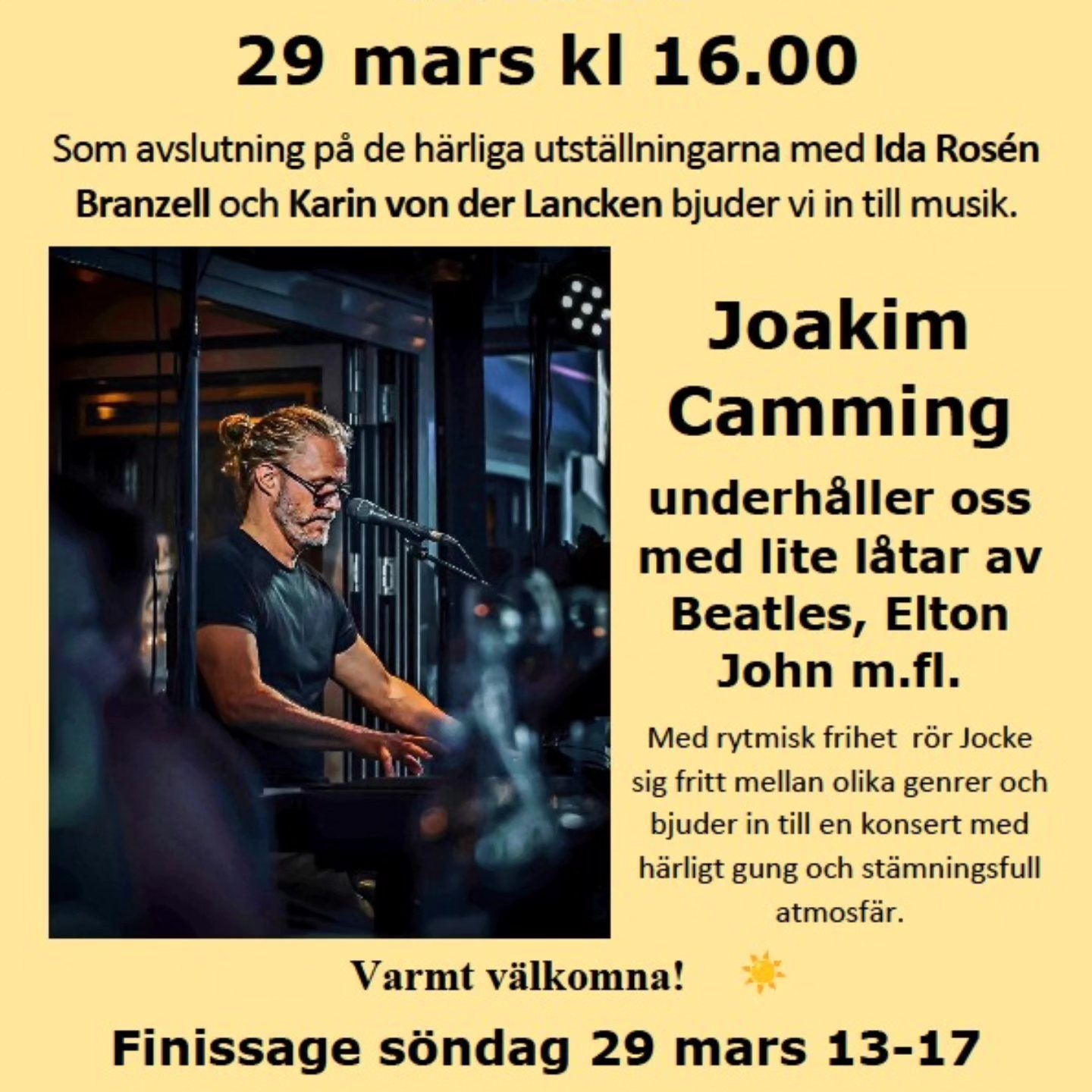 Finissage med konsert 29 mars